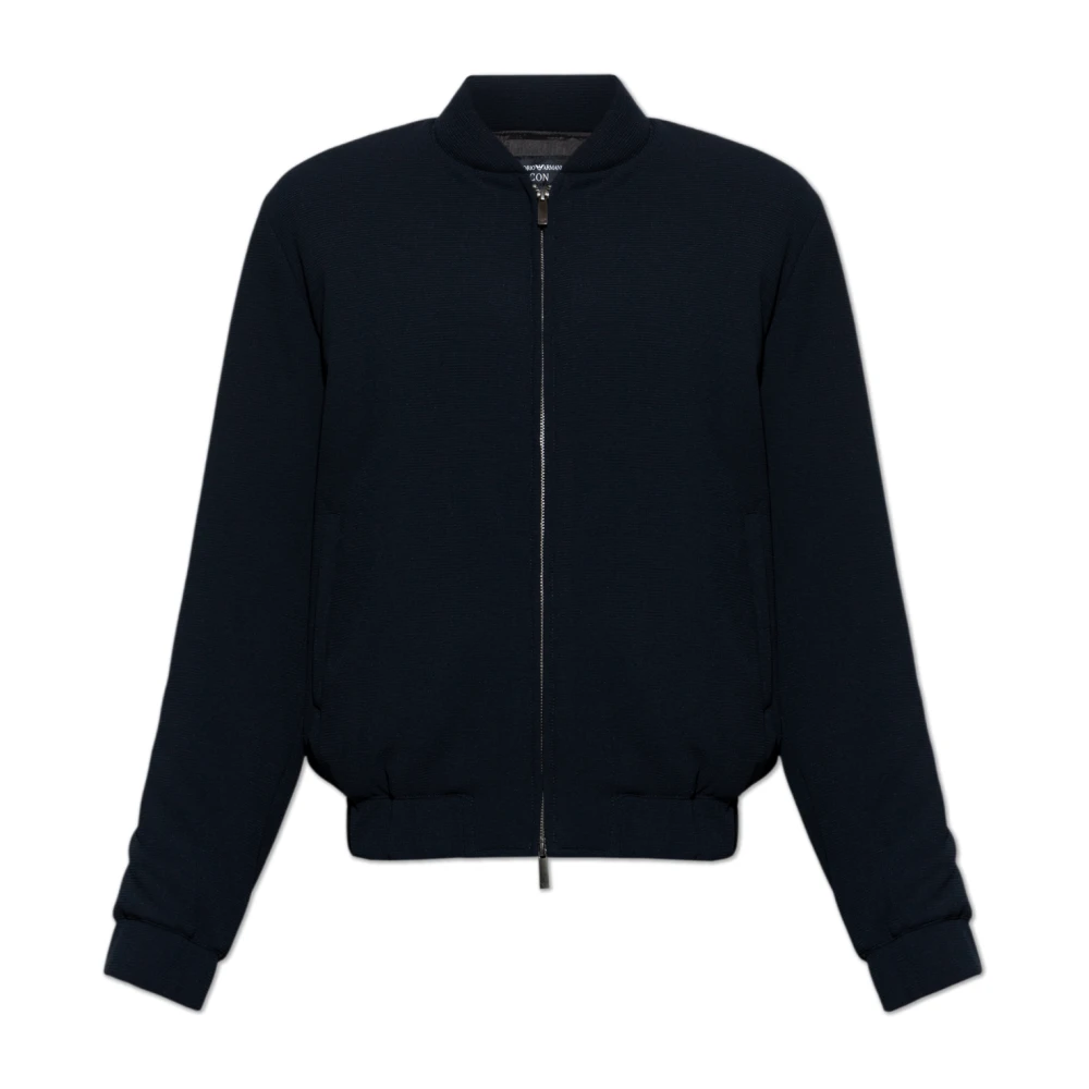 Emporio Armani Mannelijk Blauw Jassen Heren, S, Leer, Jacket Met Zakken