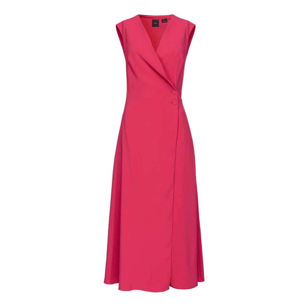 Pinko Vrouw Roze Stretch Crepe Midi Jurk