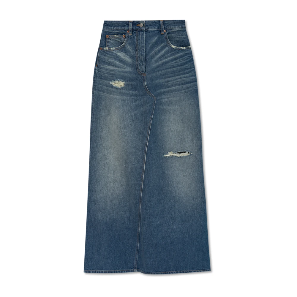 MM6 Maison Margiela Lange verbleekte rok Lente-Zomer 2025 Blue Dames