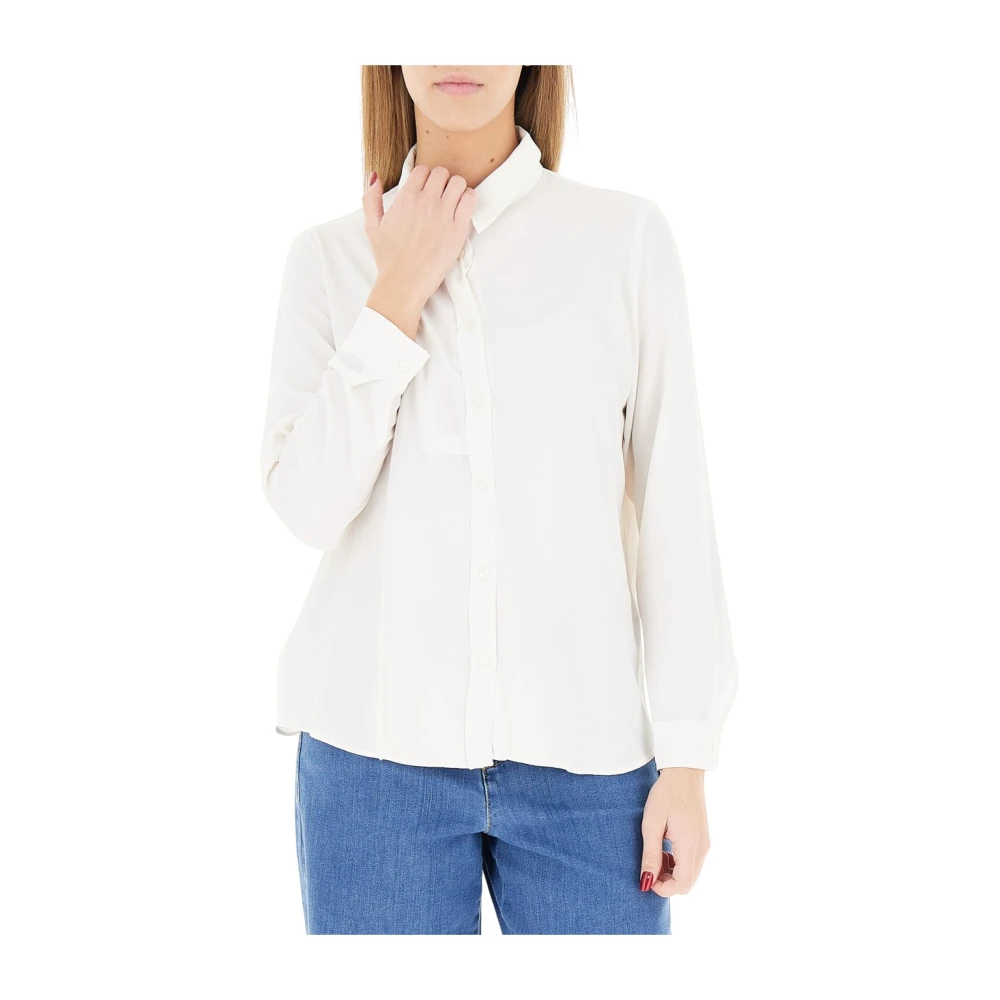 Marella Women's White Silk-Blend Crepe De Chine Shirt - Shirts - 2XL - Blouses & Shirts