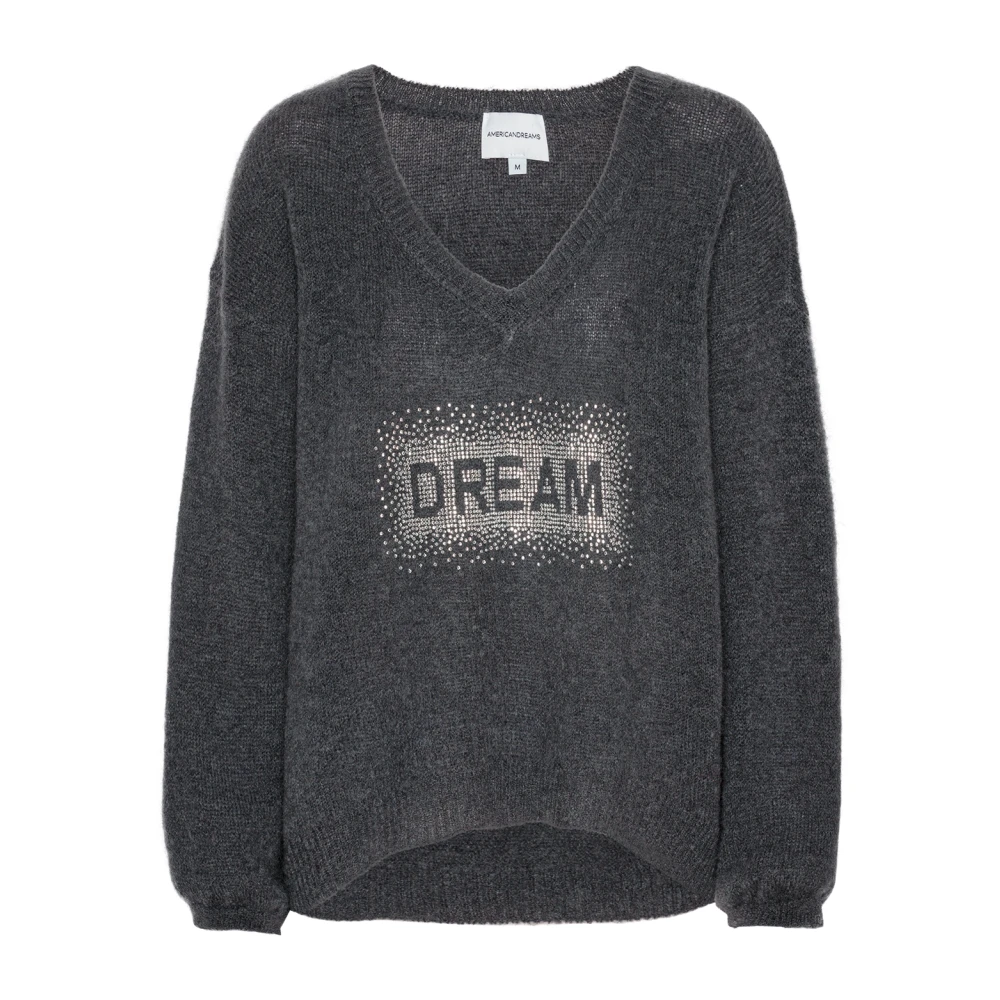 American Dreams Kristal Droom V-Hals Pullover Gray Dames