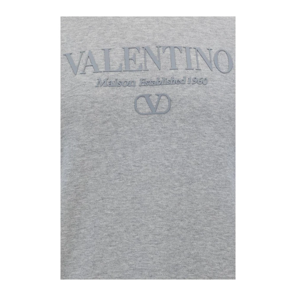 Valentino Monogram Katoenen Sweatshirt met Geribbelde Details Gray Heren
