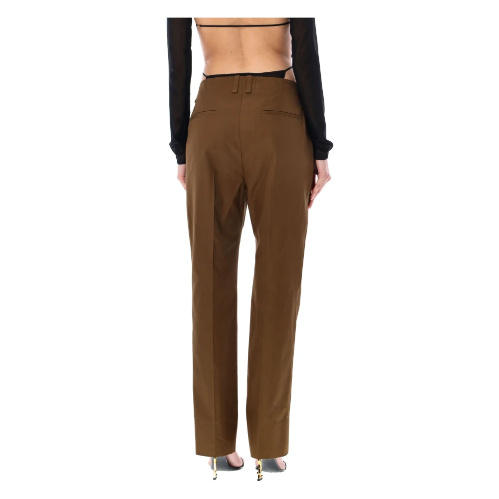 Saint Laurent Khaki Katoenen Broek Pant Look 15 Green Dames