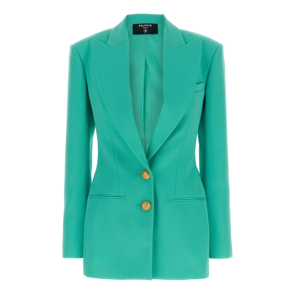 Balmain Women's Blue Double-Breasted Wool Blazer - Blazers - 2XS - Jackets