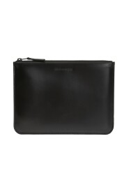 Embossed logo leather pouch
