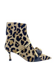 Chain-link Leopard-print Ankle Boots