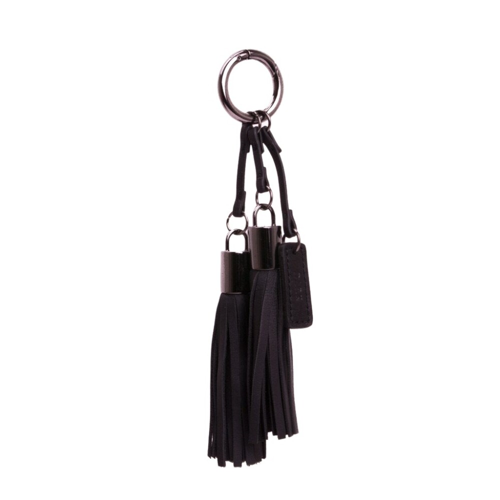 Dark Leather Twin Tassel Nappa Black W/Gun Metal Female Sort Onesize