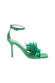 Heeled Sandals With Feather Detail
