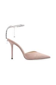 Ballet Suede Pumps with Crystal Embellishment