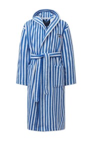 Striped Cotton-Mix Hoodie Robe