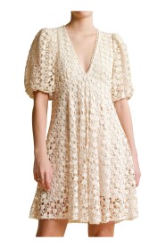 Lace Crochet Puffed Dress