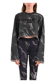 Sweatshirt cropped marble all over printed whit logo
