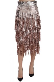 Cekiny zdobione Fringe Midi Pencil Skirt