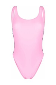 One-piece Stretch Fabric Swimsuit with Logo