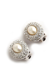 Pre-owned Chrystal silver tone pearl earrings