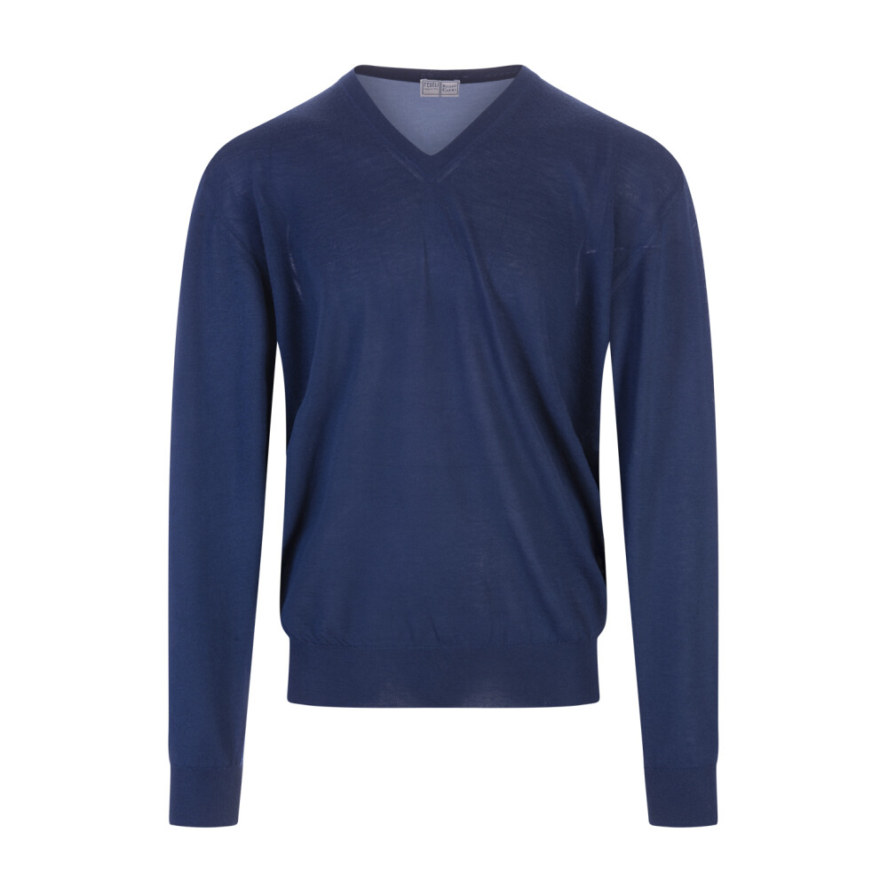 Fedeli - Stickade tröjor - Blå -  Herr - Storlek: 2Xl,Xl,L,M,5Xl,6Xl,3Xl
