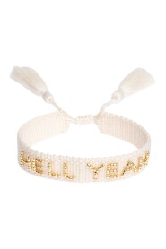 WOVEN FRIENDSHIP BRACELET THIN  HELL YEAH  OFF WHITE
