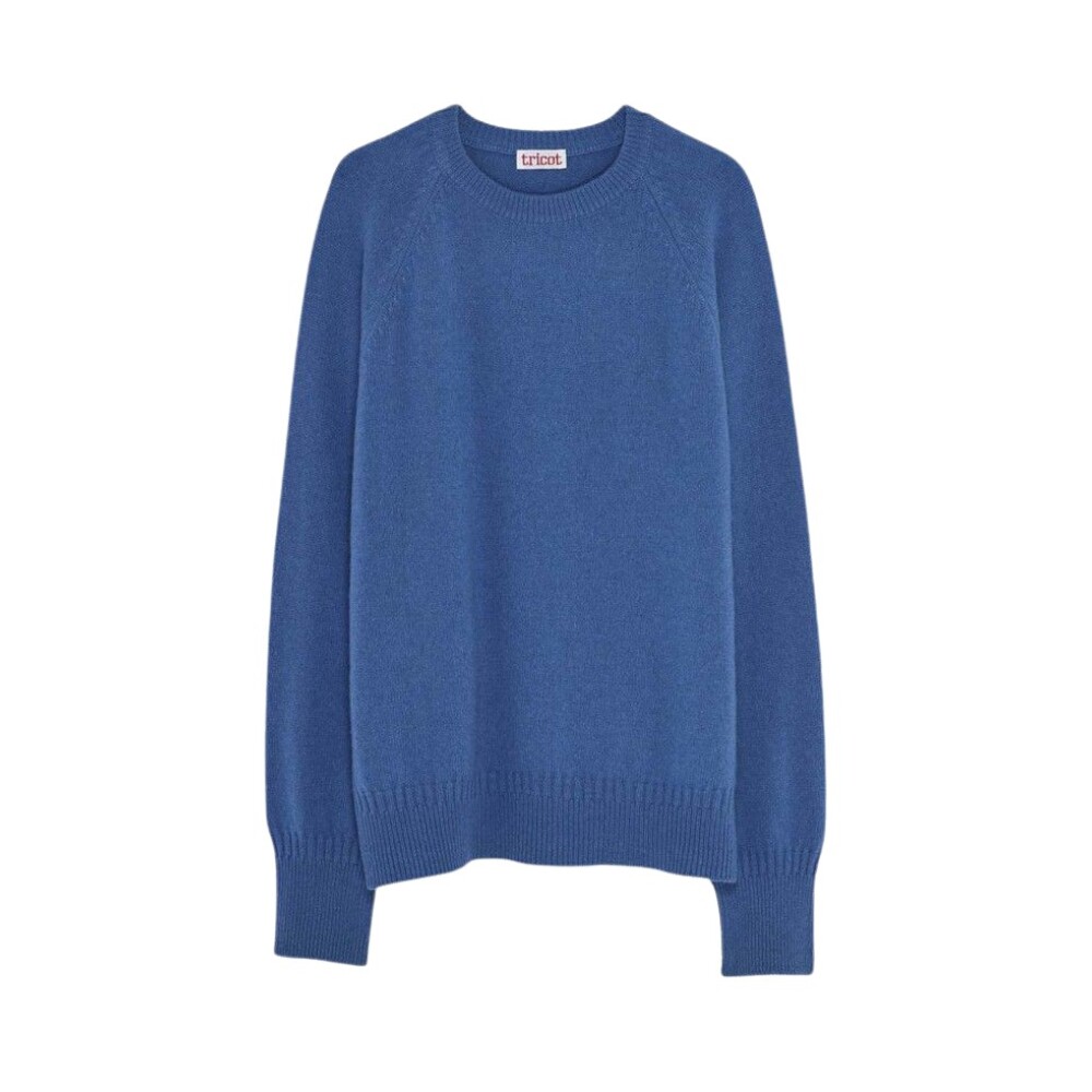 Round neck sweater in recycled cashmere