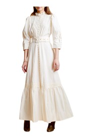 Off-White By Timo Winter Cotton Belted Maxi Kjoler