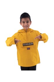 Lightweight solid color jacket with fixed hood and maxi pocket