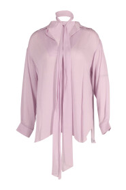 Chloe Tie Neck Long Sleeve Blouse in Lilac Viscose