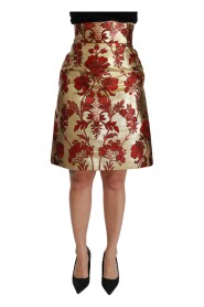 Kwiatowy żakardowe wysoką talią Mini spódnica