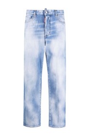 Bleached Effect Straight-Leg Jeans