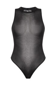 Sheer bodysuit with logo