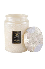 Hvit Voluspa Large Embossed Glass Jar Candle - Santal Vanille Duftlys