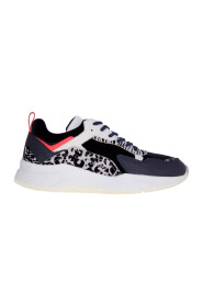 Sneakers in leather and velvet with spotted suede