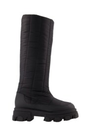 Tall Puffer Boots in Black Poly
