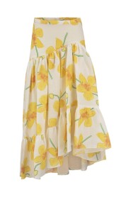 Ramie skirt with orchid print