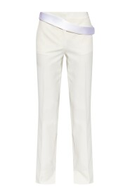 Trousers with satin belt