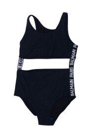 One-piece swimsuit with logo band