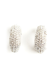 Pre-owned Chrystal silver tone earrings