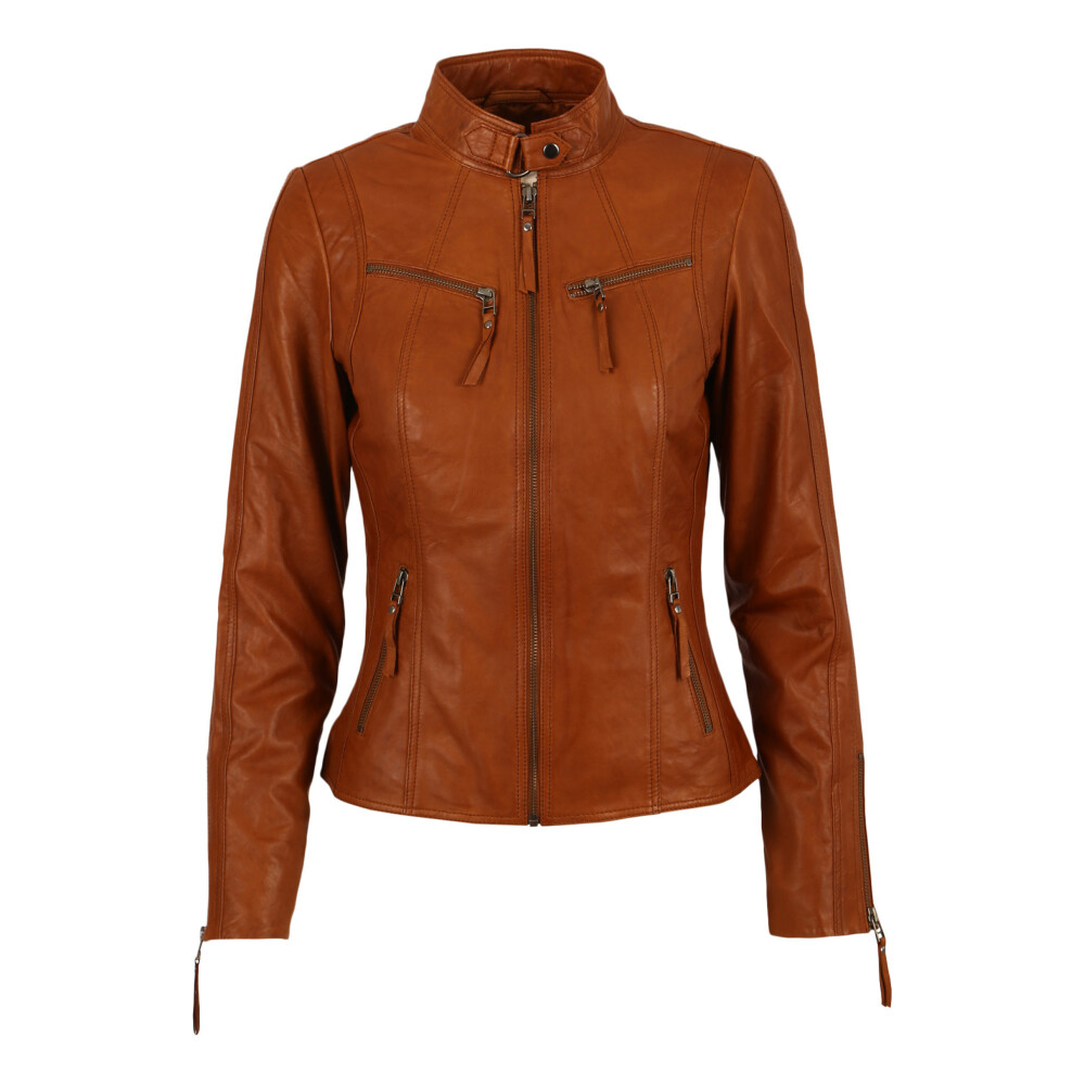 Skinnjakker i brun (2020) • Shop Skinnjakker i brun online Cognac Zilla Leather Jacket | Gestuz | Skinnjakker | Miinto.no