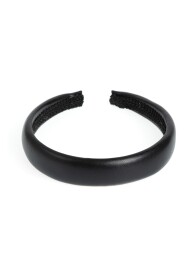 LEATHER HAIR BAND BROAD BLACK