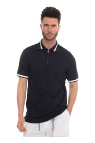 Short sleeve polo shirt with half zip
