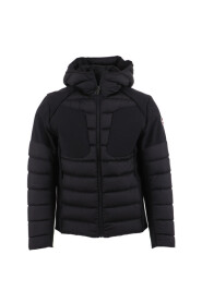 Down Jacket with Fixed Hood in Double Fabric