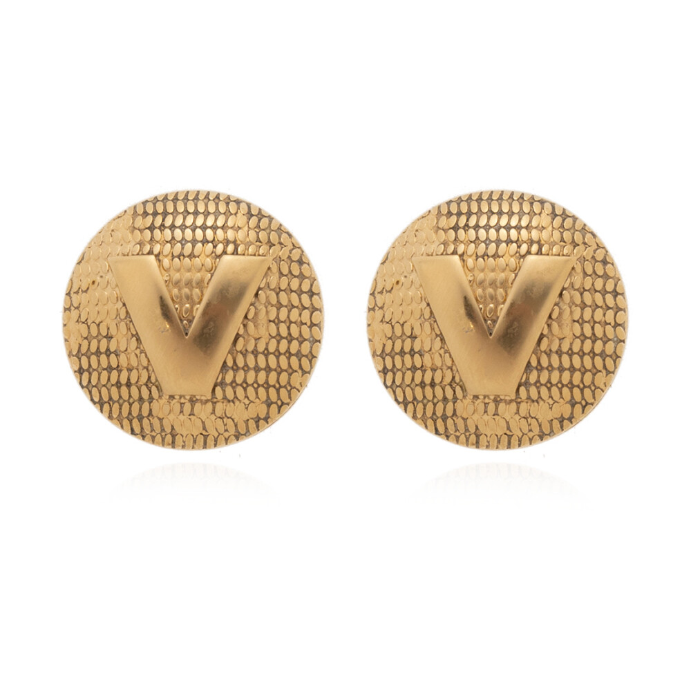 Brass clip-on earrings with logo
