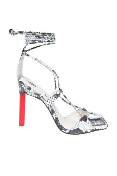 The attico adele sandals in python printed leather