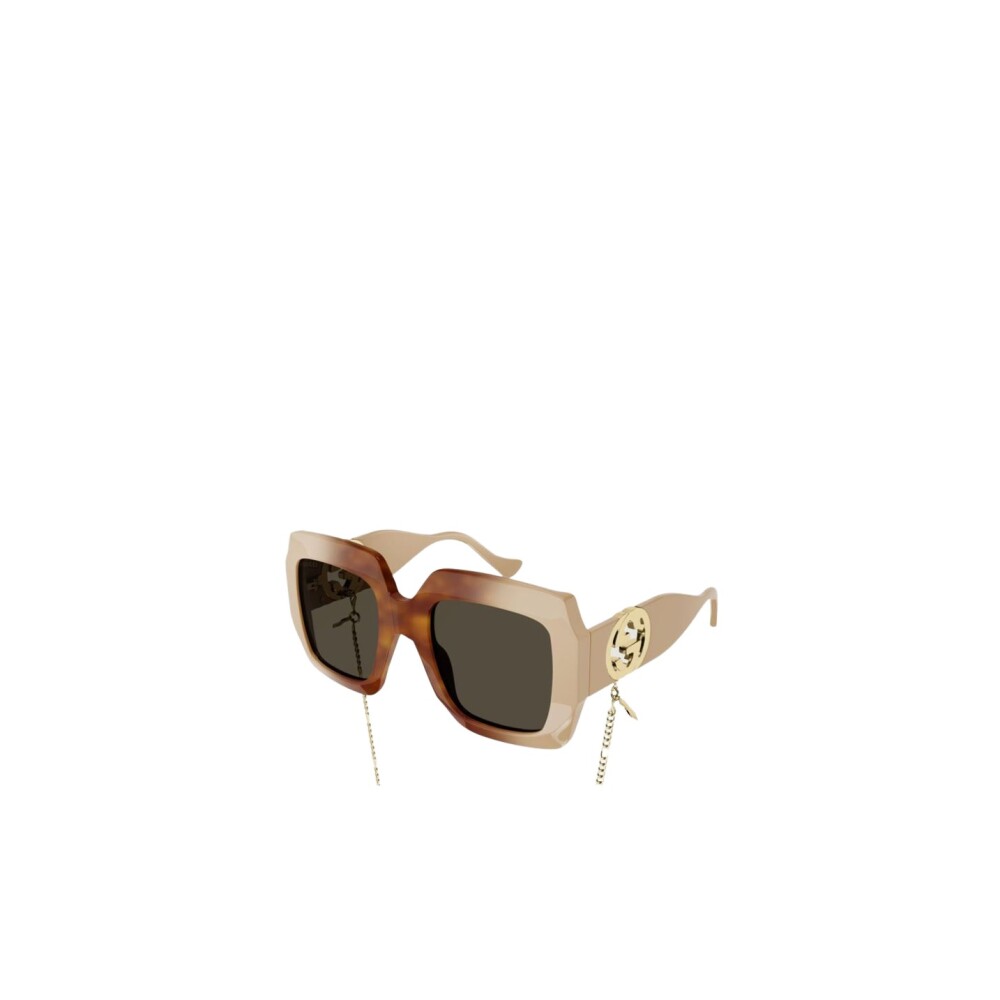 Gucci Logo Sunglasses With Chain Beige, Dam