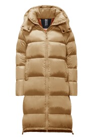 Long Down Jacket in Bright Nylon with Detachable Hood