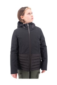 Fullzip down jacket with hood and quilted bottom
