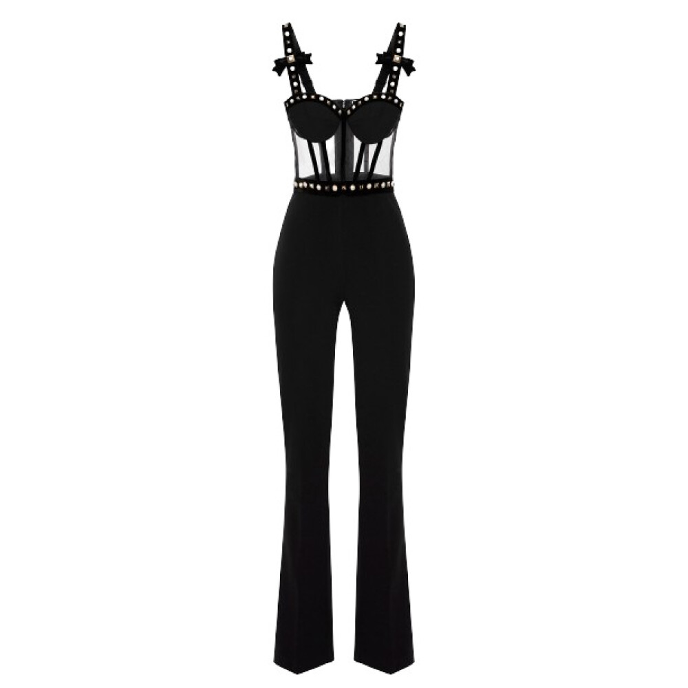 Jumpsuit With Embroidered Tulle Bustier