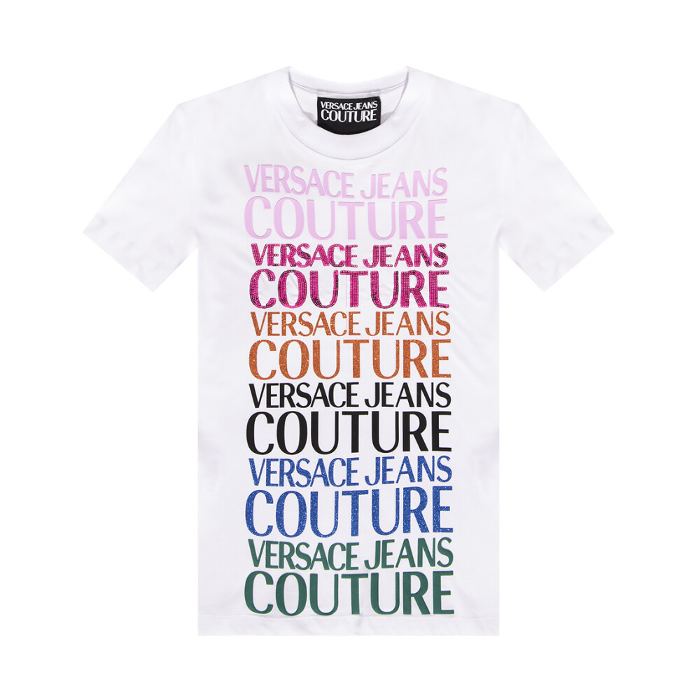 Versace Jeans Couture , Logo-printed T-shirt ,White female, Sizes: 2XS, M, XS