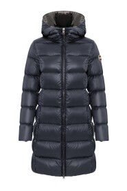 Long Iridescent Down Jacket With Fixed Hood