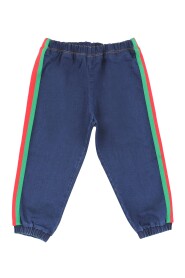 Denim Baby Boy's trousers with web ribbon