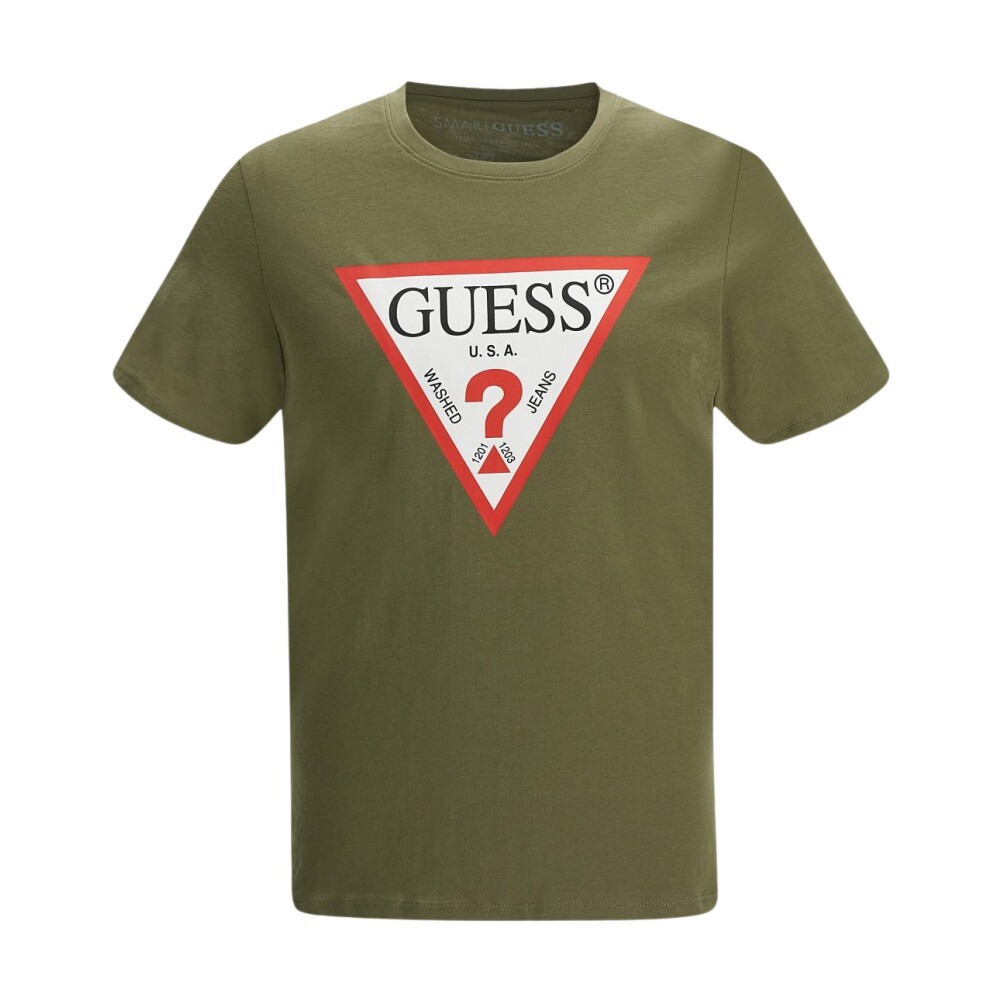 Guess - T-shirt med tryck - Grön -  Herr - Storlek: XS