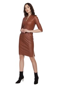 Dress made of artificial leather Suk178